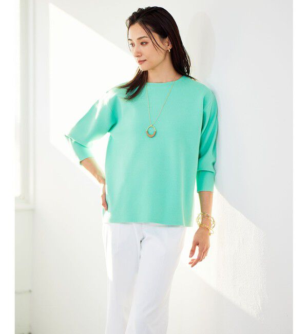 自由区「【WEB限定カラーあり・洗える】ドライコットンハイゲージプルオーバー ニット」|ニット・セーター|