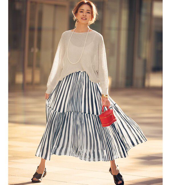 自由区「【洗える】リネンミドルゲージドルマンスリーブ ニット」|ニット・セーター|