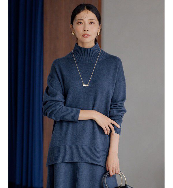23区「【洗える】ウールカシミヤ ハイネック ニット」|ニット・セーター|ダルブルー系