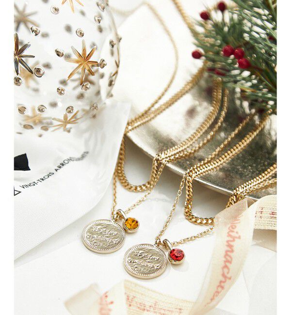 23区「カラーストーン コイン ネックレス」|ネックレス|