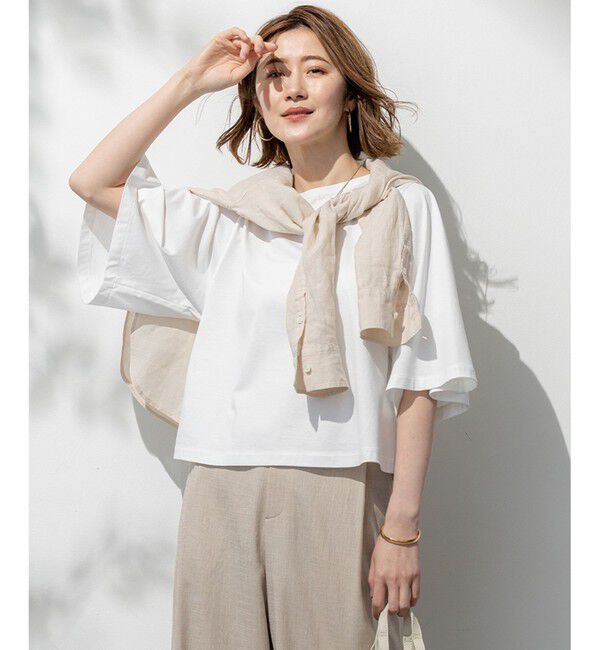 23区「【洗える】ハイエンド フレアスリーブ Tシャツ」|Tシャツ・カットソー|ホワイト系