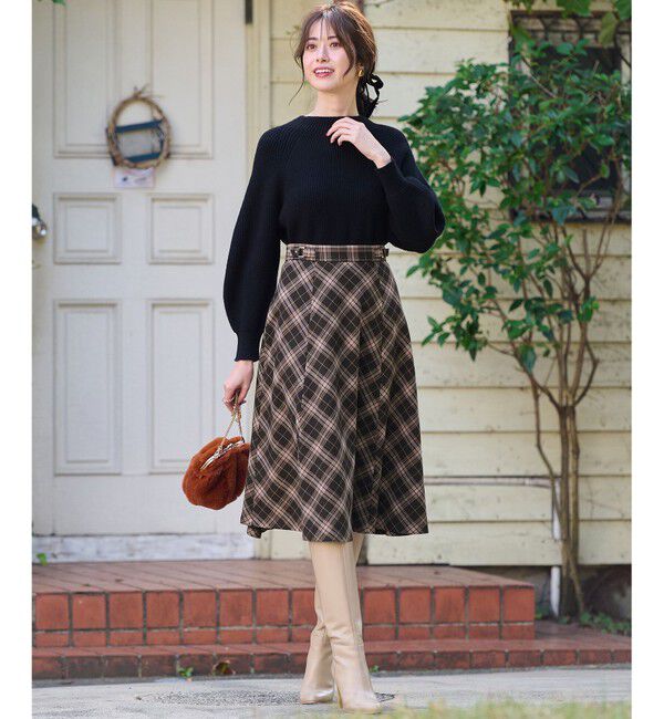 ANY SIS「【洗える】ベルトポイントフレア スカート」|スカート|