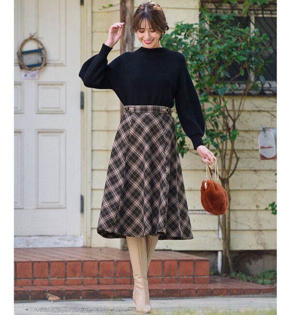 ANY SIS「【洗える】ベルトポイントフレア スカート」|スカート|