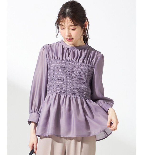 any SiS「【洗える】オーガンジーシャーリング ブラウス」|シャツ・ブラウス|プラム