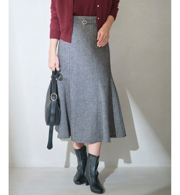any SiS「【洗える】ラメツイードナローフレア スカート」|スカート|モノトーン系