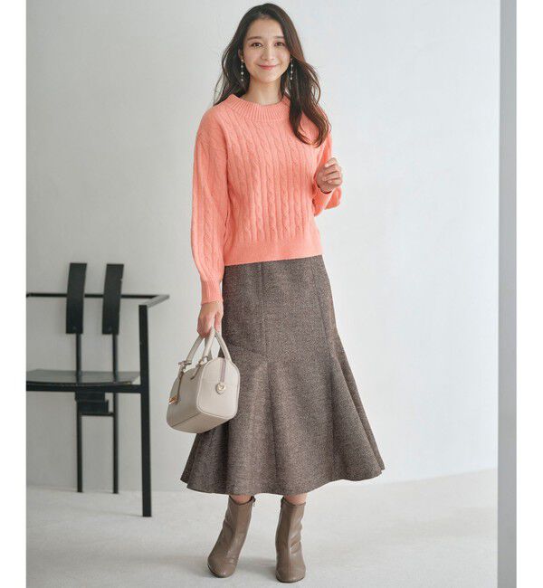 any SiS「【洗える】ラメツイードナローフレア スカート」|スカート|