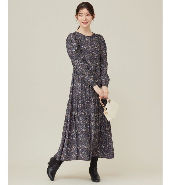 ANY SIS「【BAILA12月号掲載・貴島明日香さんコラボ】ペイントタッチフラワー ワンピース」|ワンピース|