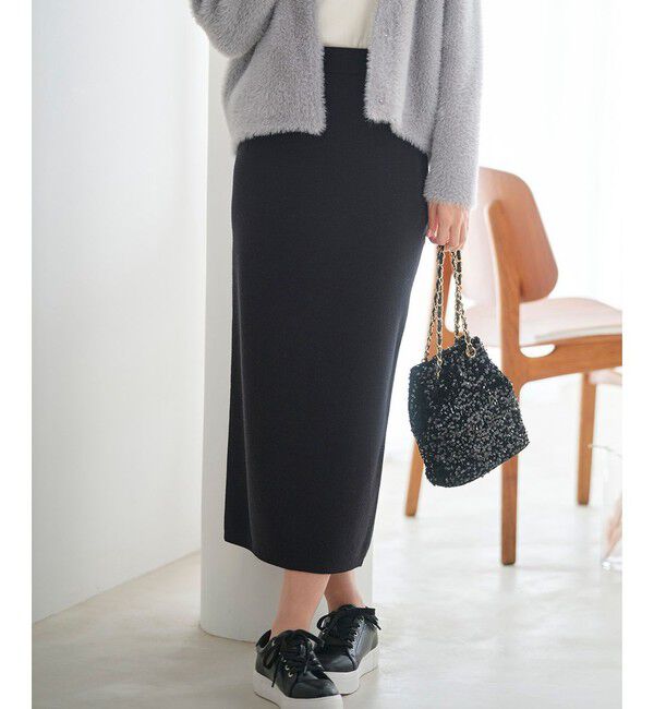 ANY SIS「【洗える・セットアップ可】アンチピリング総針ニット スカート」|スカート|ブラック