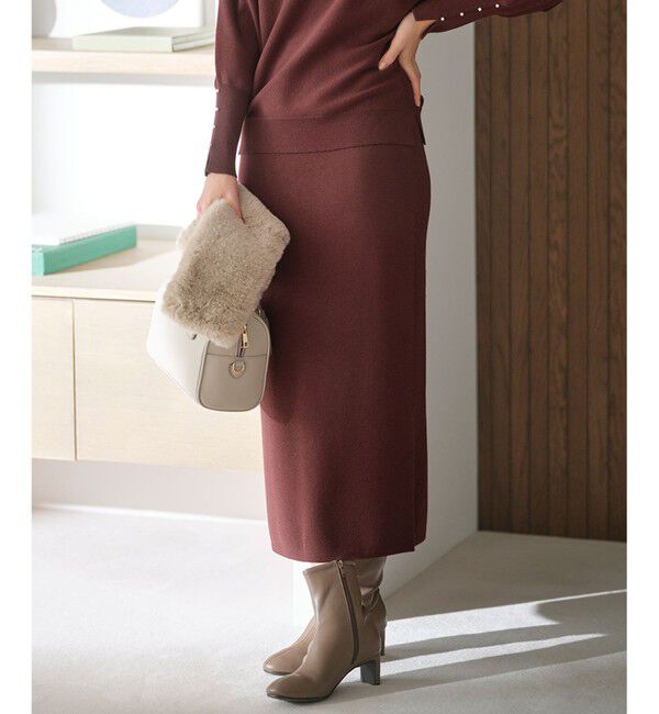 ANY SIS「【洗える・セットアップ可】アンチピリング総針ニット スカート」|スカート|ブラウン