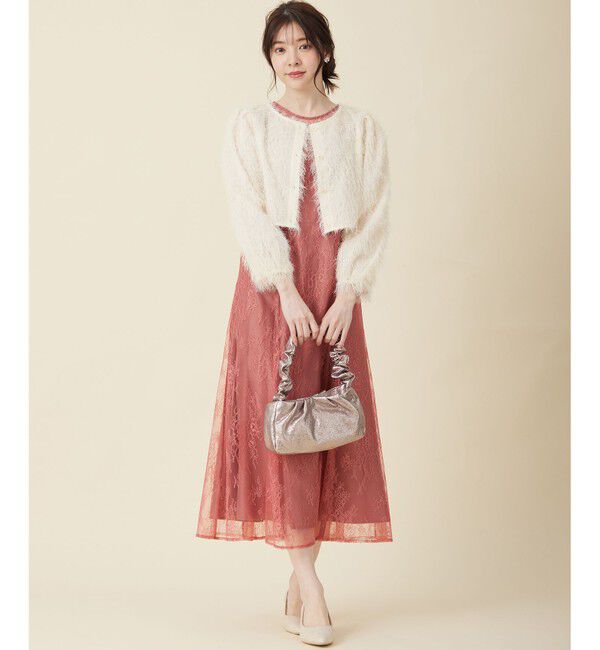 any SiS「【洗える】カットジャカード 羽織」|ノーカラージャケット|