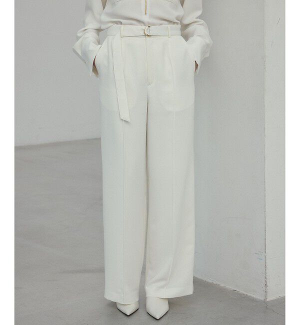 BEIGE,「【洗える・Precious 4月号掲載】JASMINE / ベルト付きワイドストレートパンツ」|その他|Ecru