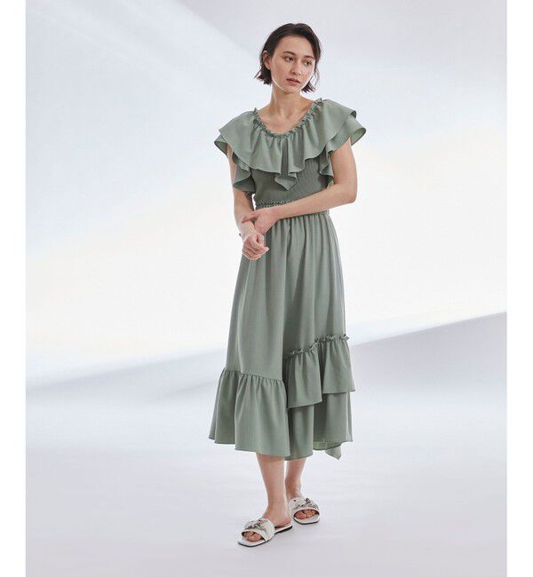 Diagram「フリルニットワンピース」|ワンピース|グリーン