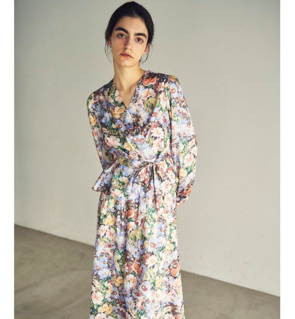 GRACE CONTINENTAL「グラデフラワープリントトップ」|シャツ・ブラウス|サックス