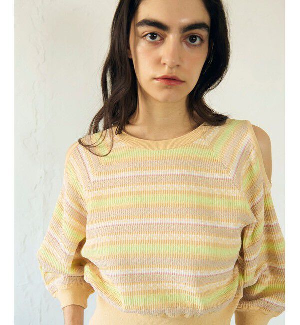 GRACE CONTINENTAL「ボーダーパフニットトップ」|ニット・セーター|