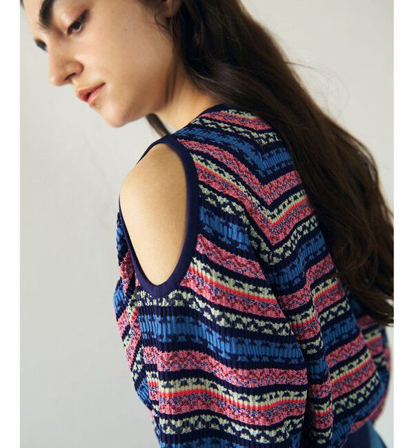 GRACE CONTINENTAL「ボーダーパフニットトップ」|ニット・セーター|