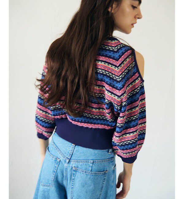 GRACE CONTINENTAL「ボーダーパフニットトップ」|ニット・セーター|