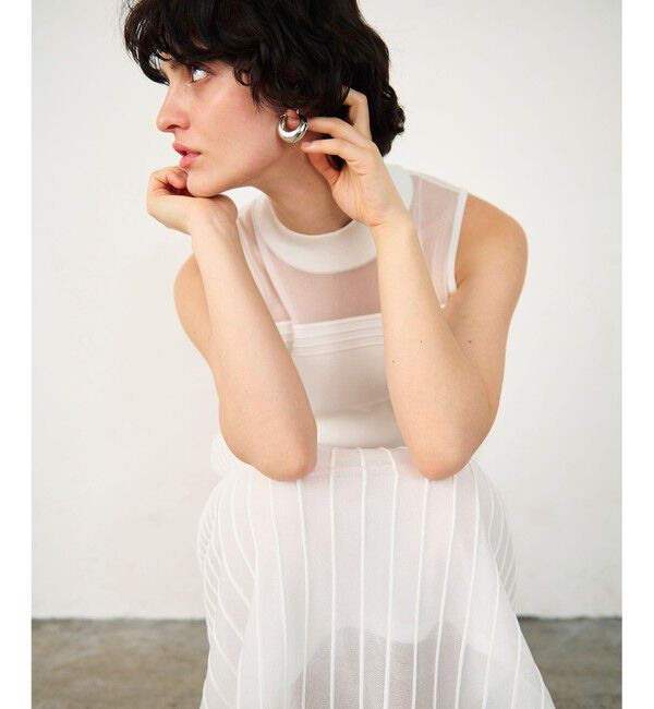 Diagram「ラメシアープリーツニットワンピース」|ワンピース|ホワイト