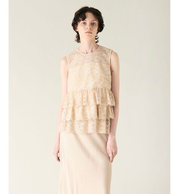 GRACE CONTINENTAL「レースギャザートップ」|その他|ベージュ