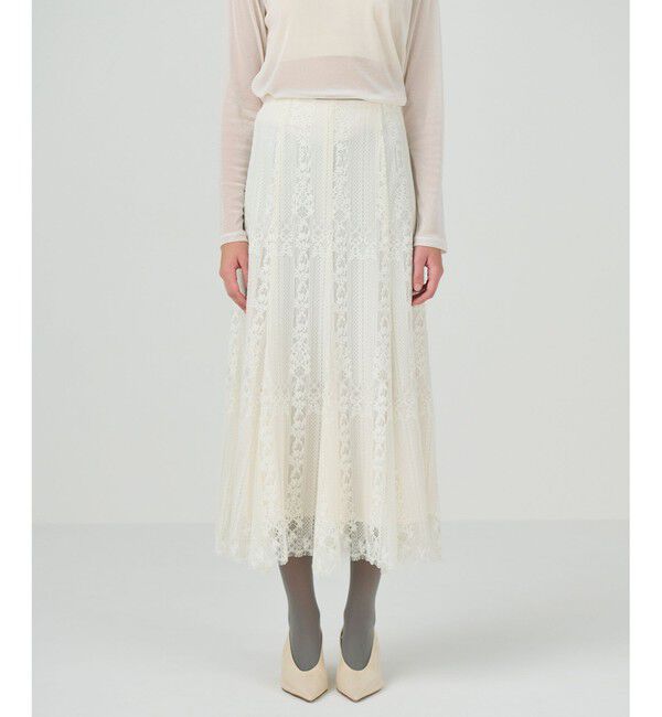 GRACE CONTINENTAL「ストライプレースフレアスカート」|スカート|