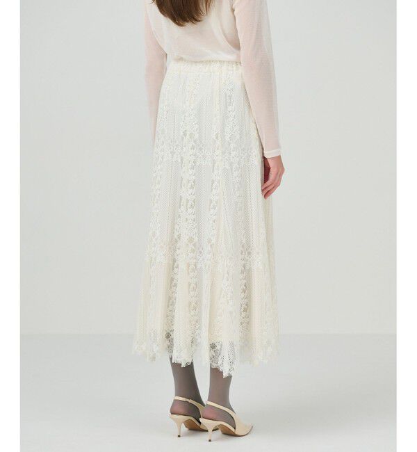 GRACE CONTINENTAL「ストライプレースフレアスカート」|スカート|