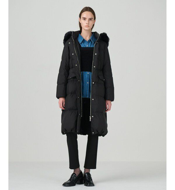 GRACE CONTINENTAL「フードファーロングダウン」|ダウン|ブラック