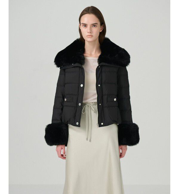 GRACE CONTINENTAL「ファーショートダウンジャケット」|ダウン|ブラック