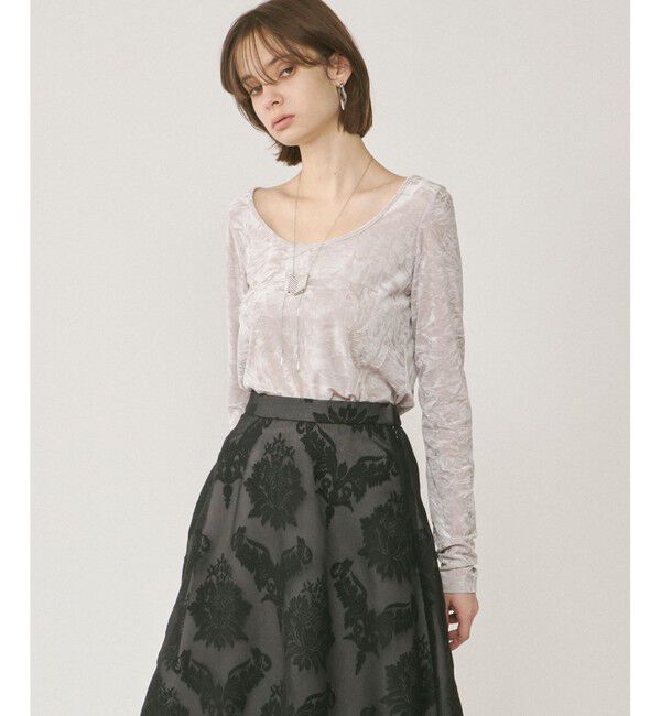 GRACE CONTINENTAL「クラッシュベロアカットトップ」|Tシャツ・カットソー|ベージュ