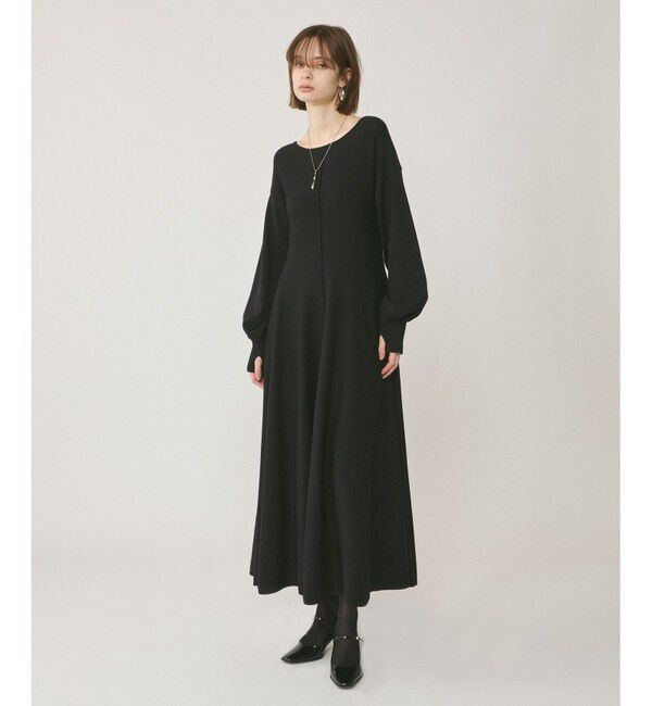  「バックオープンニットワンピース」|ワンピース|ブラック