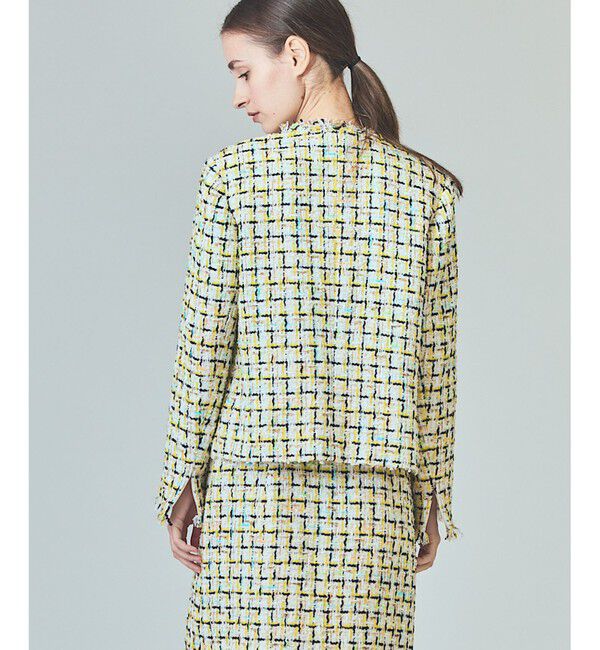  「チュールヤーンツイードジャケット」|ノーカラージャケット|