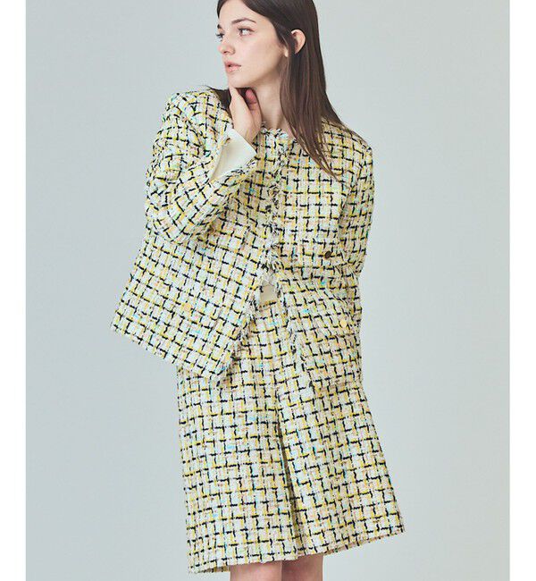  「チュールヤーンツイードジャケット」|ノーカラージャケット|