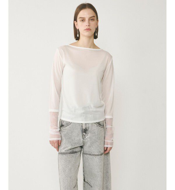  「シアーアセテートカットトップ」|Tシャツ・カットソー|ホワイト