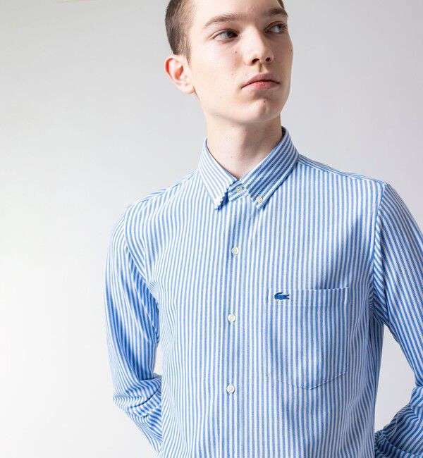 LACOSTE「クールマックスブレンド鹿の子地ストライプシャツ」|シャツ・ブラウス|