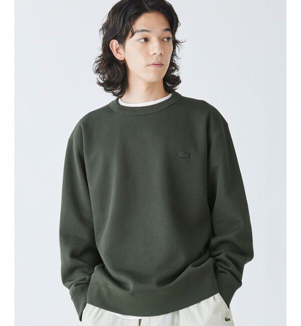 LACOSTE「ワントーンクルーネック 鹿の子ニット / 鹿の子スウェット トレーナー」|スウェット・ジャージ|