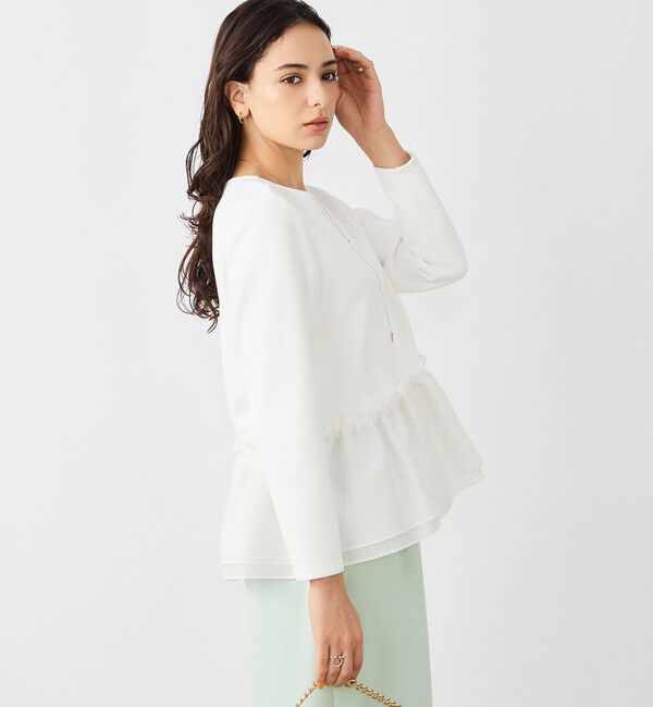 NOLLEY'S sophi「《セットアップ対応》ウォッシャブルダンボール&times;オーガンジーペプラムプルオーバー」|Tシャツ・カットソー|