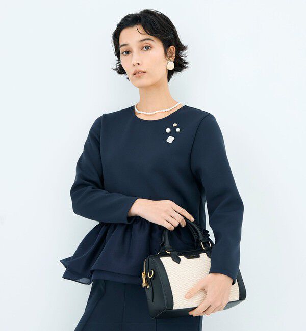 NOLLEY'S sophi「《セットアップ対応》ウォッシャブルダンボール&times;オーガンジーペプラムプルオーバー」|Tシャツ・カットソー|