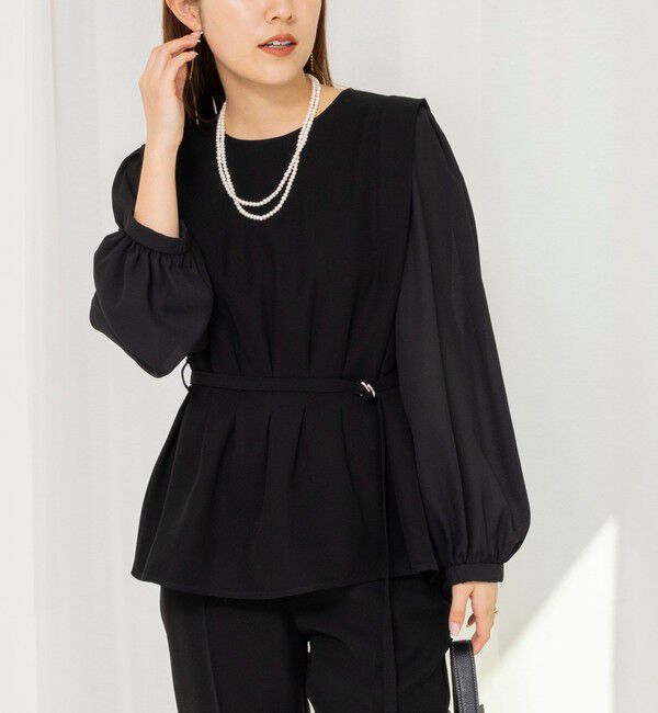 NOLLEY'S「《セットアップ対応》ウォッシャブルダブルクロスブラウス」|シャツ・ブラウス|ブラック