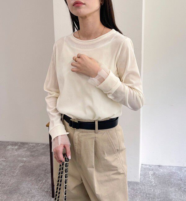 fredy emue「フロッキー袖チュールプルオーバー」|Tシャツ・カットソー|