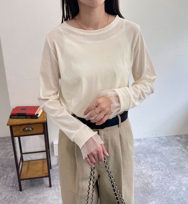 fredy emue「フロッキー袖チュールプルオーバー」|Tシャツ・カットソー|