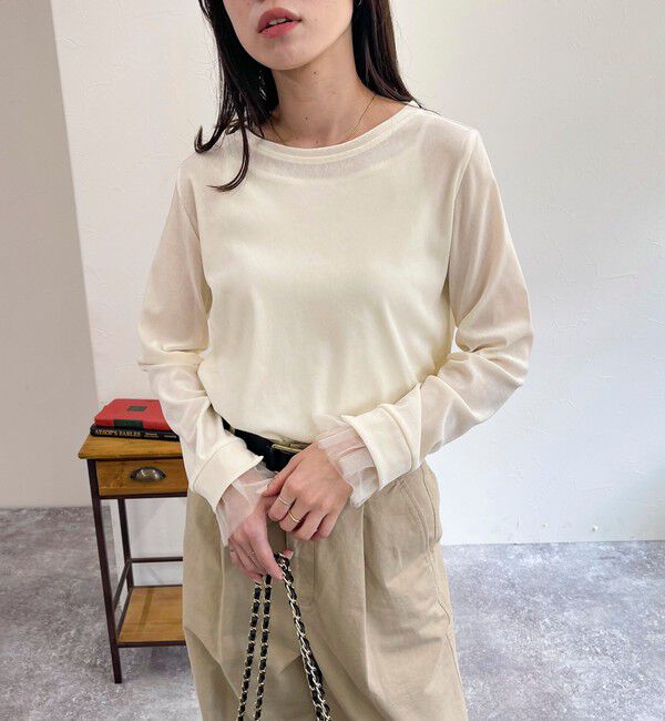 fredy emue「フロッキー袖チュールプルオーバー」|Tシャツ・カットソー|