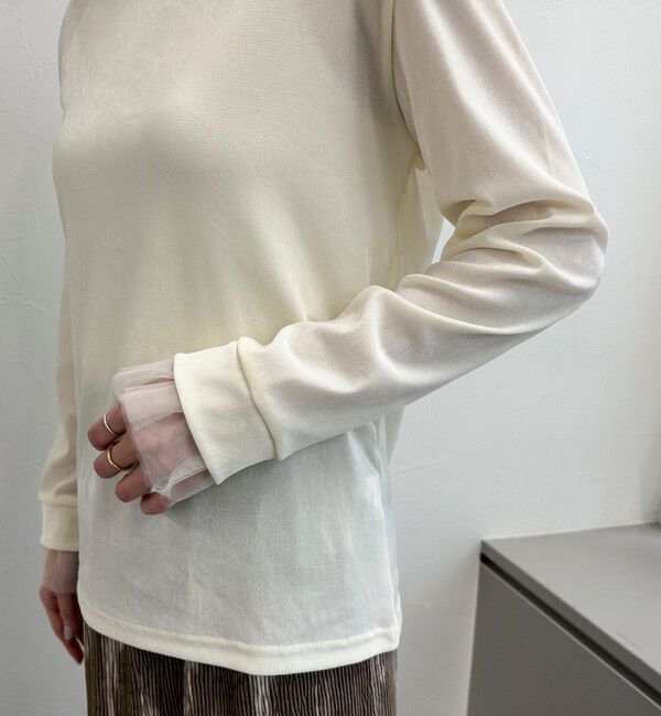 fredy emue「フロッキー袖チュールプルオーバー」|Tシャツ・カットソー|