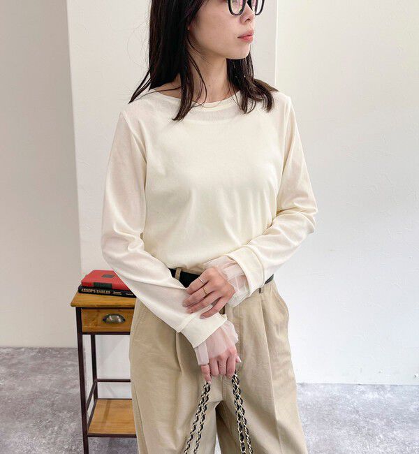 fredy emue「フロッキー袖チュールプルオーバー」|Tシャツ・カットソー|