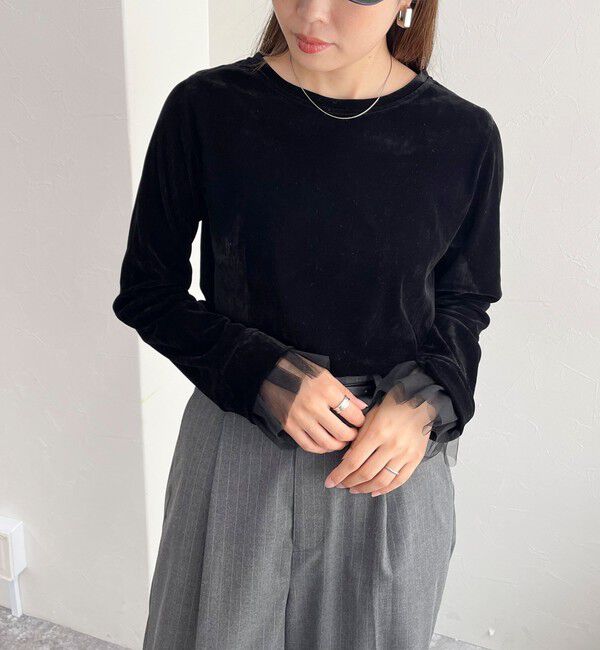 fredy emue「フロッキー袖チュールプルオーバー」|Tシャツ・カットソー|