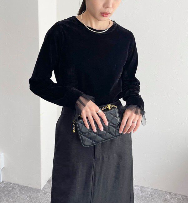 fredy emue「フロッキー袖チュールプルオーバー」|Tシャツ・カットソー|