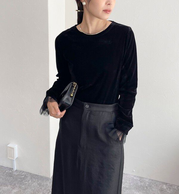 fredy emue「フロッキー袖チュールプルオーバー」|Tシャツ・カットソー|