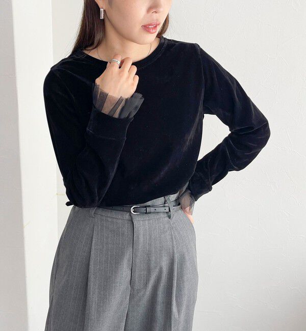 fredy emue「フロッキー袖チュールプルオーバー」|Tシャツ・カットソー|