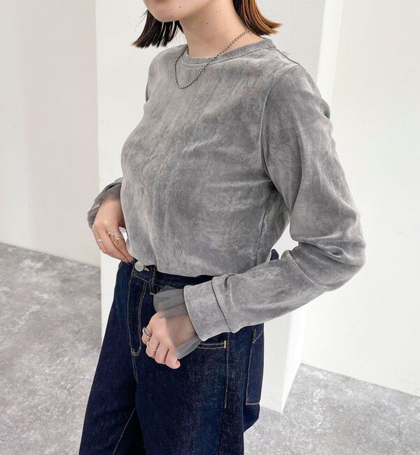 fredy emue「フロッキー袖チュールプルオーバー」|Tシャツ・カットソー|