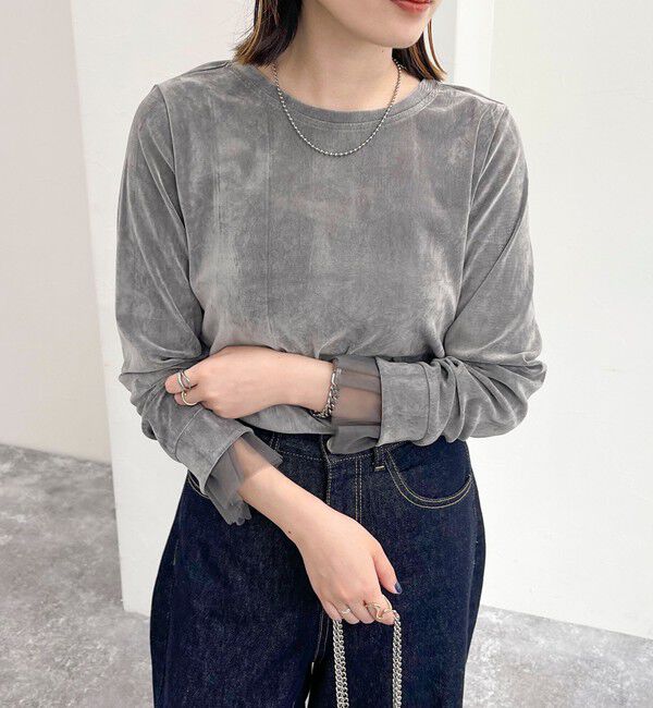 fredy emue「フロッキー袖チュールプルオーバー」|Tシャツ・カットソー|