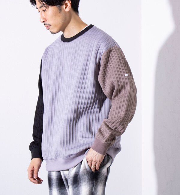 GLOSTER「【GLOSTER/グロスター】 ストライプ キルティング スウェット プルオーバー」|スウェット・ジャージ|