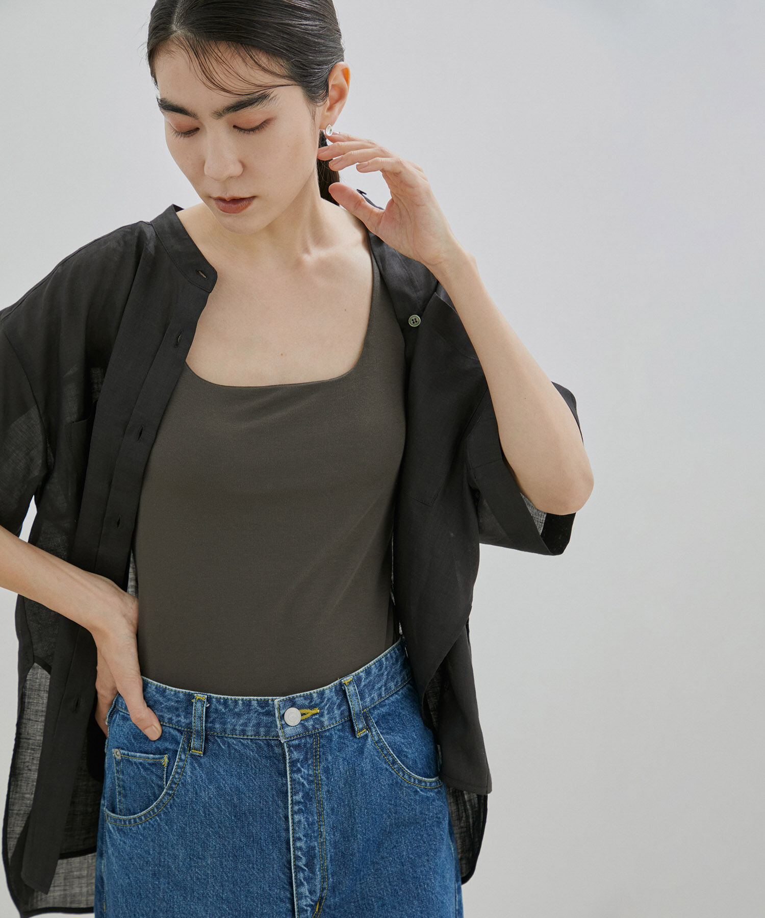 SALON adam et rope'「リヨセルフライスカップ付きブラトップ/タンクトップ」|タンクトップ|