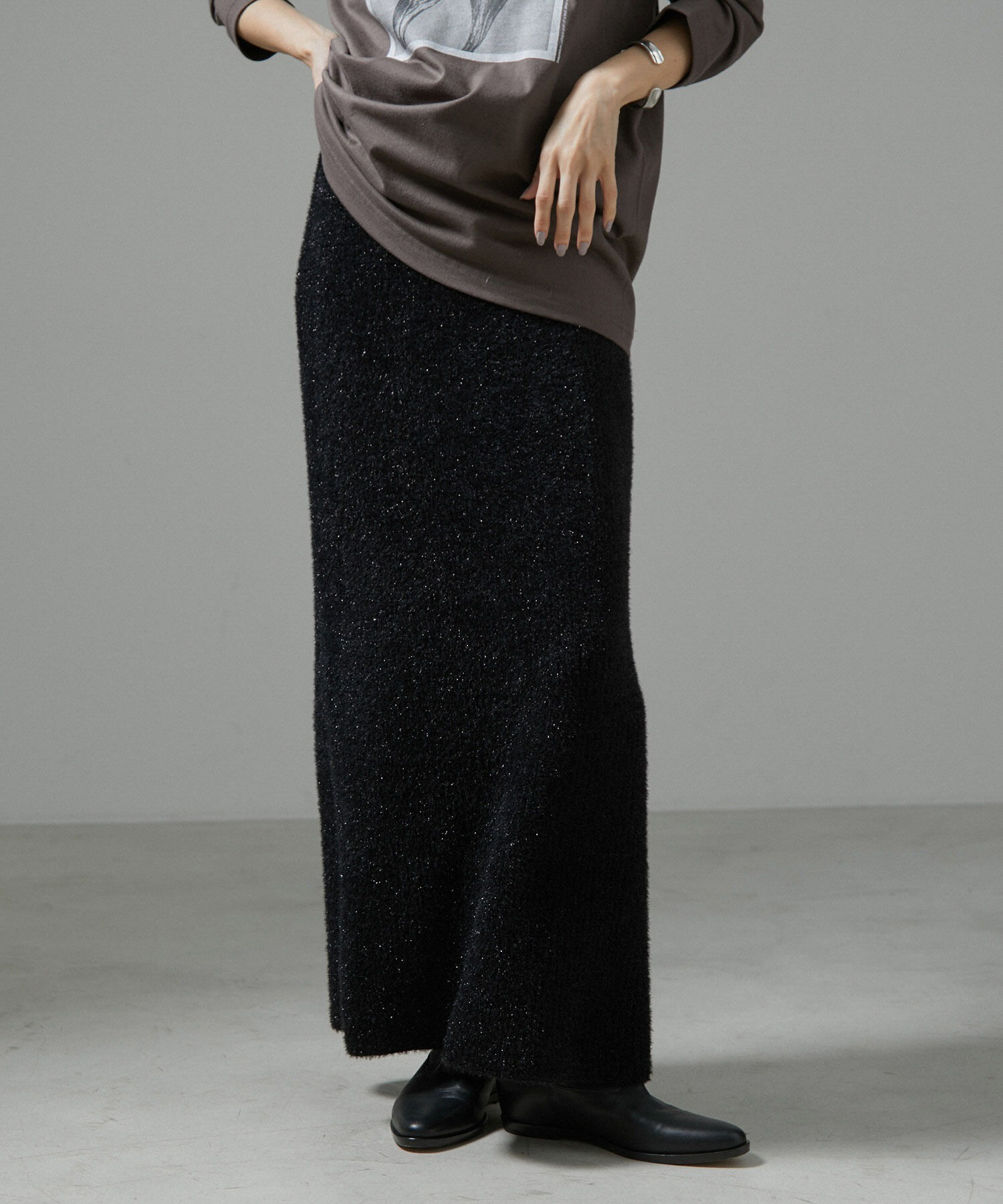 SALON adam et rope'「【WEB限定】シャイニーシャギーニットスカート【セットアップ対応】」|スカート|